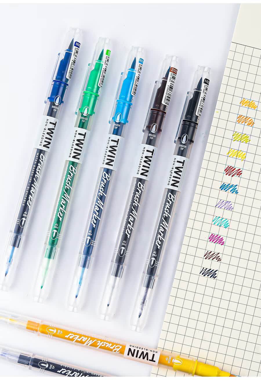 点石brush双头软头笔彩色手帐涂鸦记号笔马克笔手账专用 f06金红