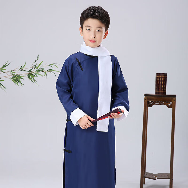 讲相声的大褂儿童相声演出服装五四民国长衫大褂男童相声服中式长袍