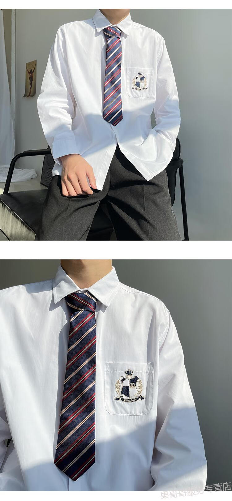 dk制服jk衬衫男港风日系学院风情侣装小众设计感衬衣新款2021 黑色