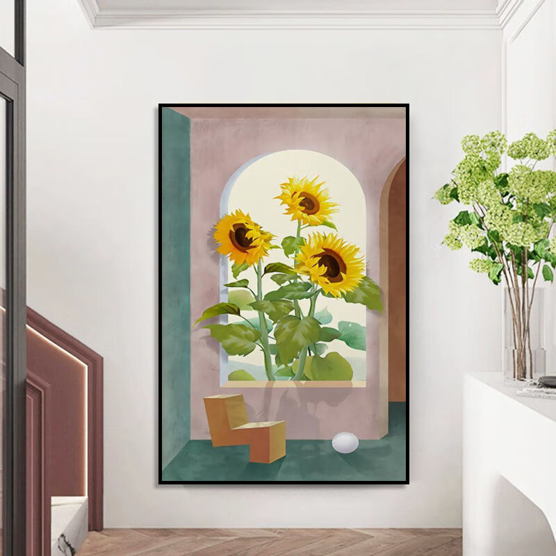 向日葵玄关过道装饰画现代简约入户墙面墙画客厅花卉餐厅丰收壁画 k款