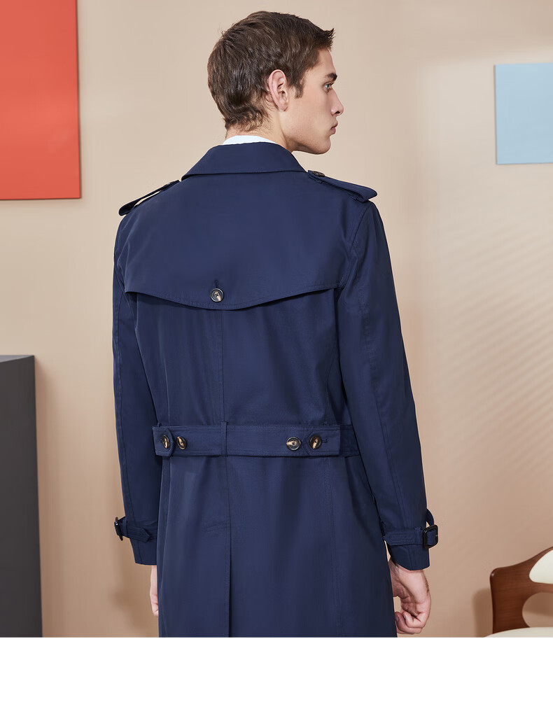 scofield2021春季商务英伦风男士中长款风衣外套卡其色180