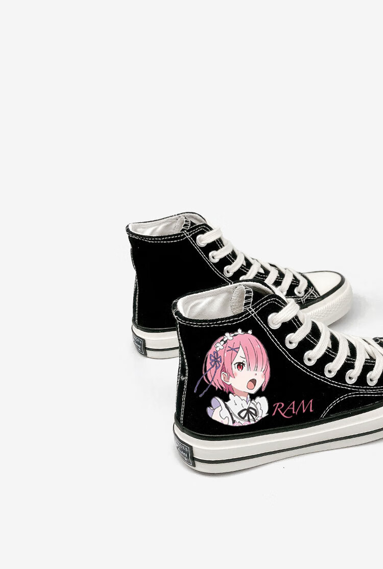 re从零开始的异世界生活鞋子蕾姆拉姆cos帆布鞋女二次元动漫周边 黑色