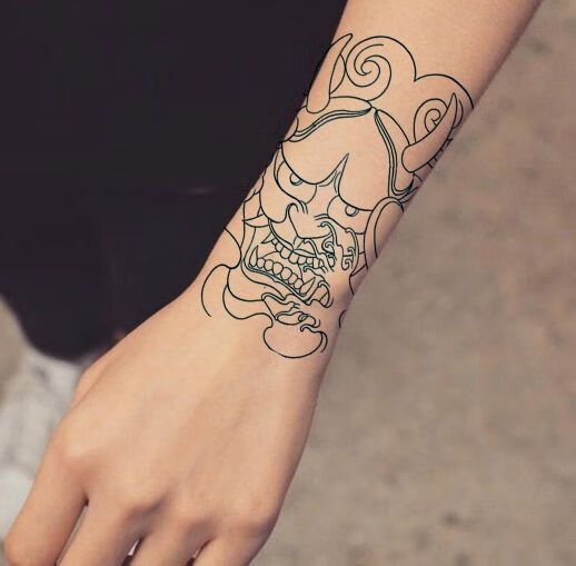 芭雅莲般若纹身贴刹车印防水纹身贴传统般若艺男女逼真花臂小腿手臂