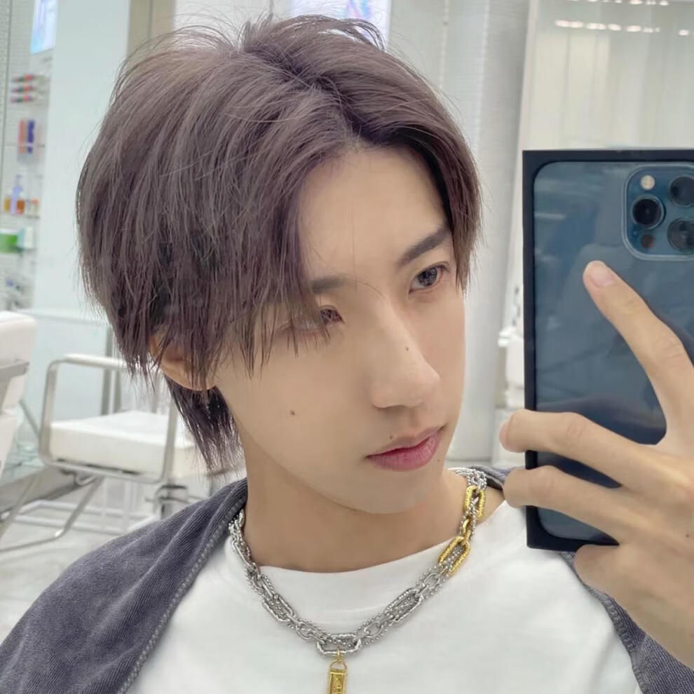 蓝灰色染发膏男士用染发剂粉灰紫色蓝灰2021流行色自己在家染短发寸头