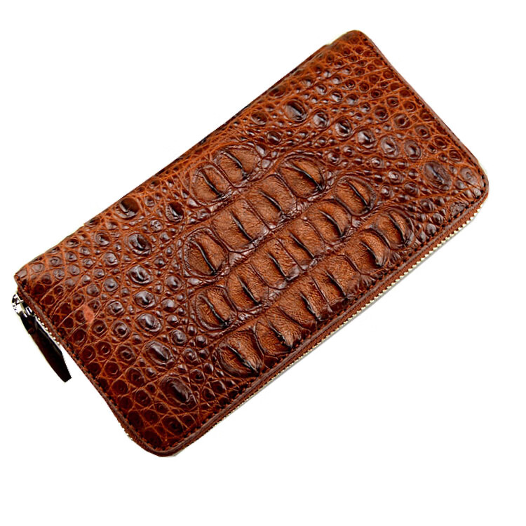 皮尔卡丹奢侈品无拼接鳄鱼皮手包真皮男士单拉链手拿包多卡位钱包男包