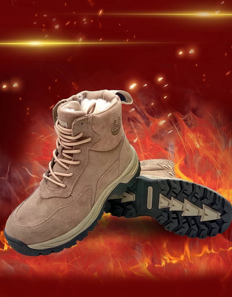 靴陆军作战鞋冬季皮毛一体雪地棉靴男加厚纯羊毛靴东北防寒大棉靴防