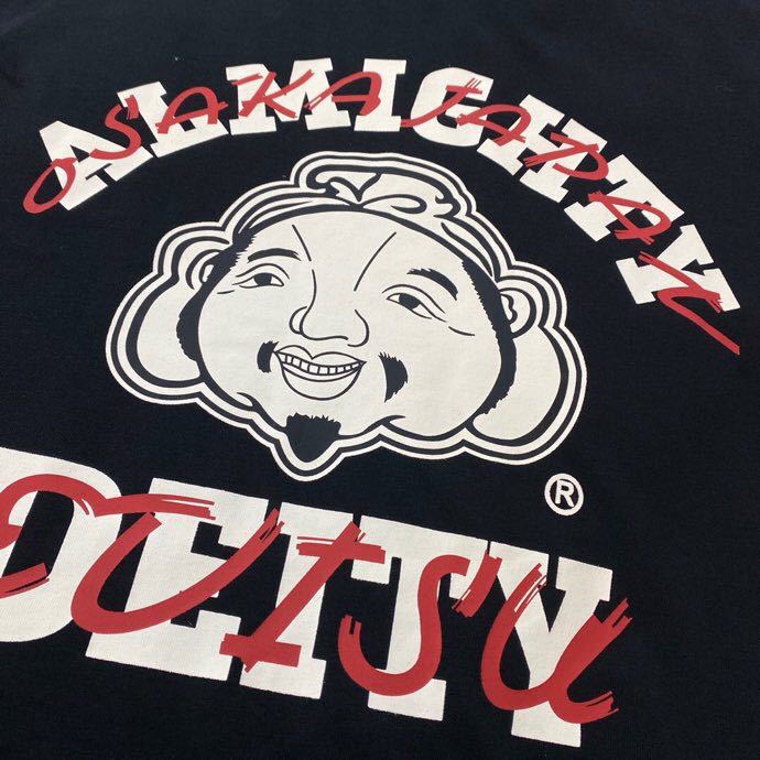 日系福神夏季日系潮牌重叠惠比寿佛头印花男女同款休闲短袖t恤 黑色