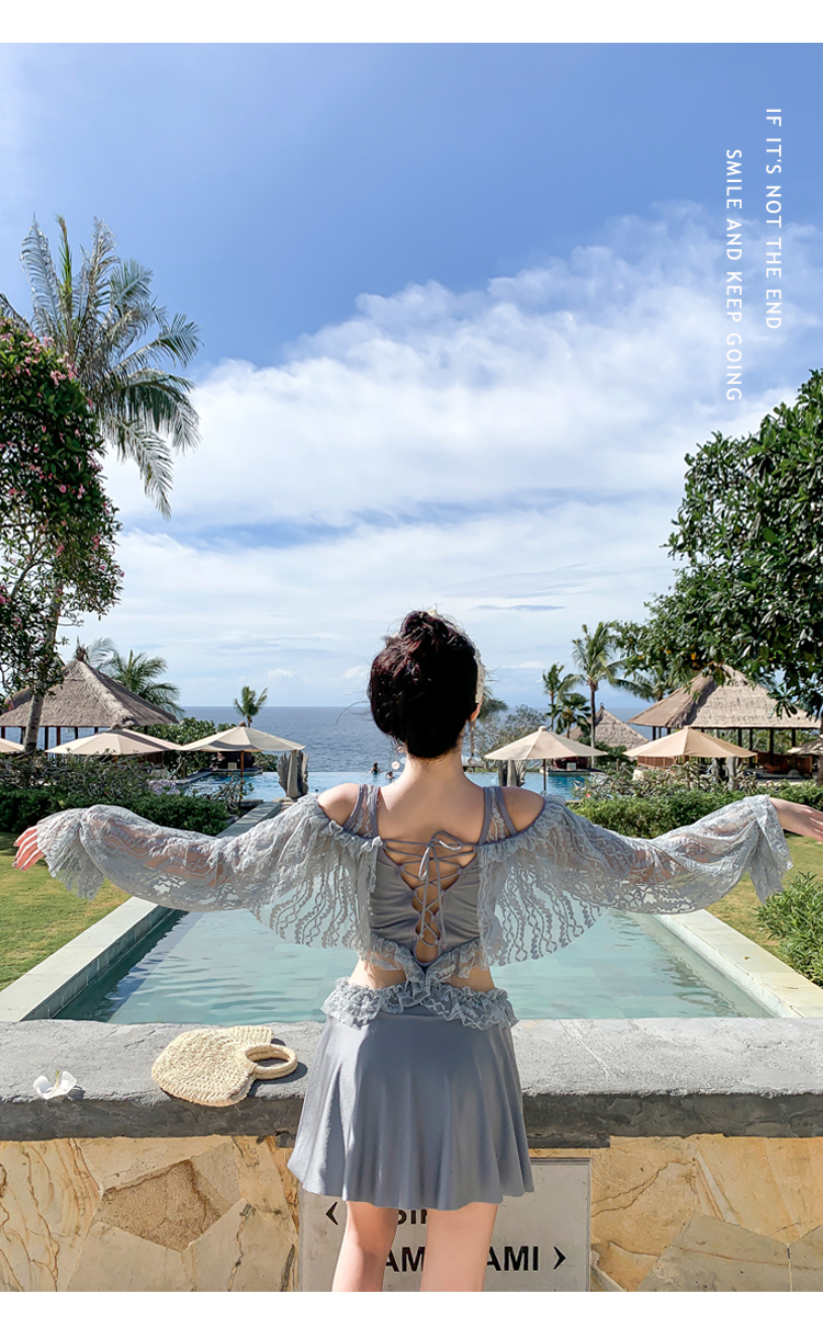 myc游泳衣蕾丝泳衣女仙女范沙滩裙超仙连体显瘦遮肚性感韩国ins新款