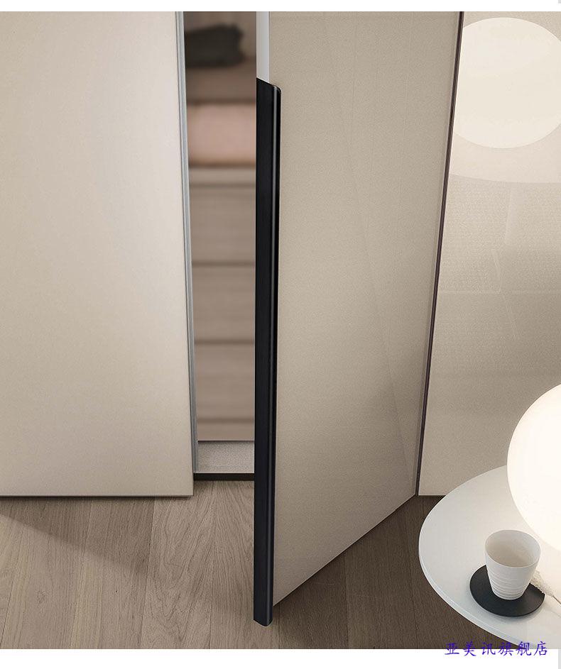 衣柜隐形拉手加长柜子黑色橱柜抽屉免打孔把手现代简约柜门暗拉手 孔