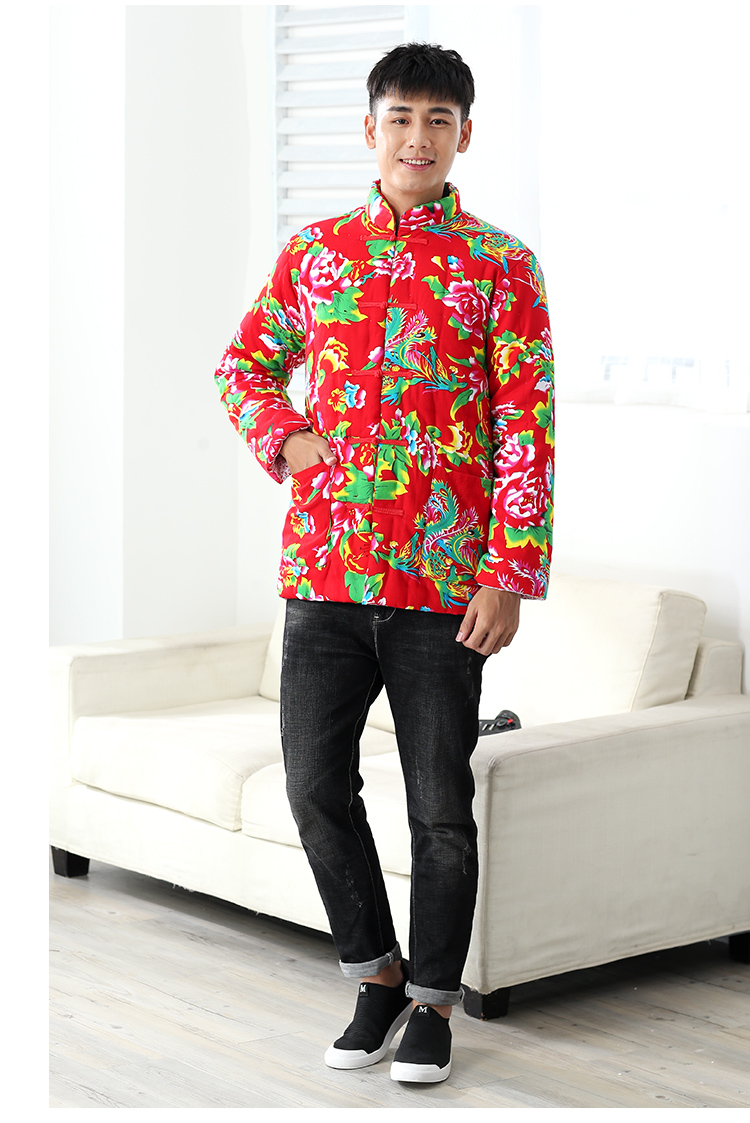 手工缝制的新棉花袄子冬季东北大花布棉袄男成人纯棉花手工棉衣加厚