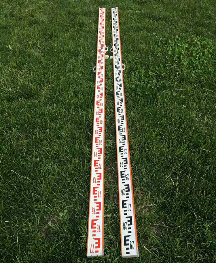 2米3米木质铝合金红黑水准尺红黑字刻度三四等测量水准尺米数尺铝合金