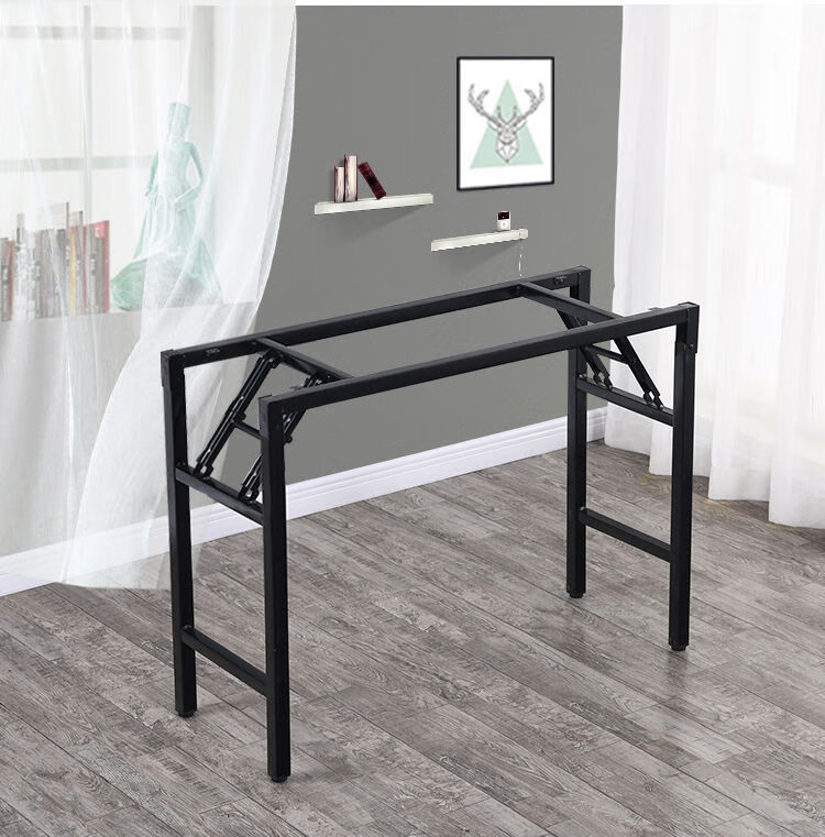 折叠桌腿支架铁架子餐桌脚架简约简易桌腿弹簧架桌子腿折叠餐桌腿长74