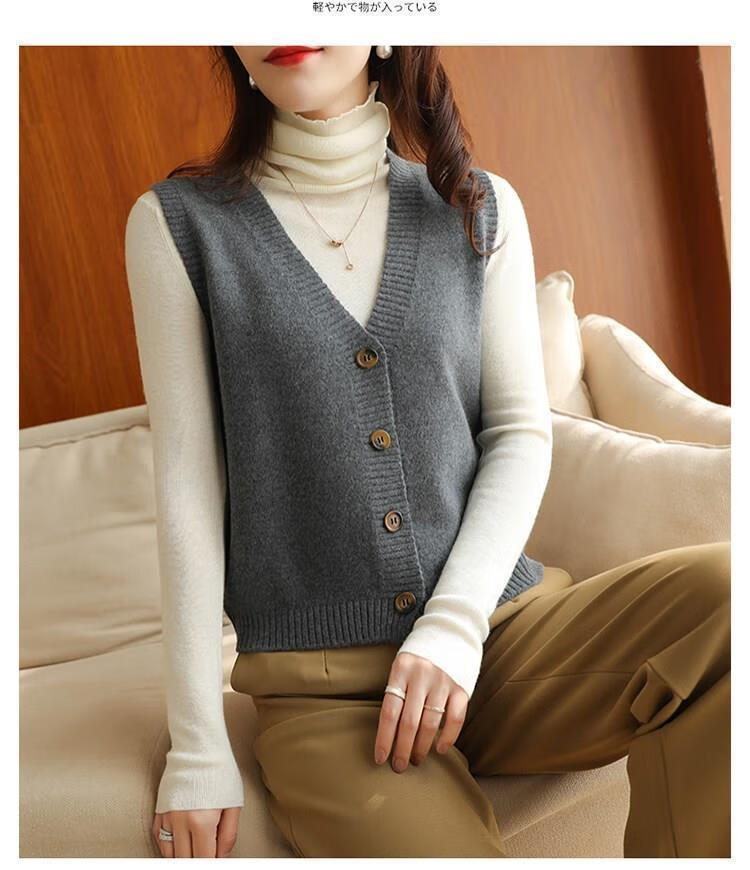 高品质针织衫女款针织开衫马甲女韩版短款外搭上衣背心外套bx71杏色m