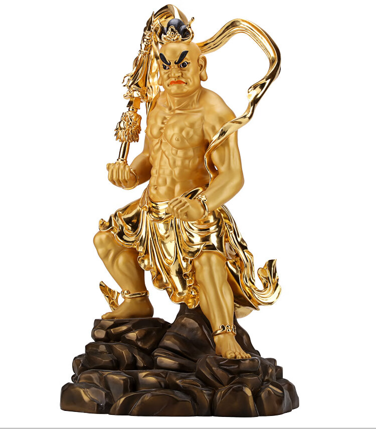 行天宫贴金纯铜哼哈二将神像佛教守护寺庙门神神将护法金刚力士哼将
