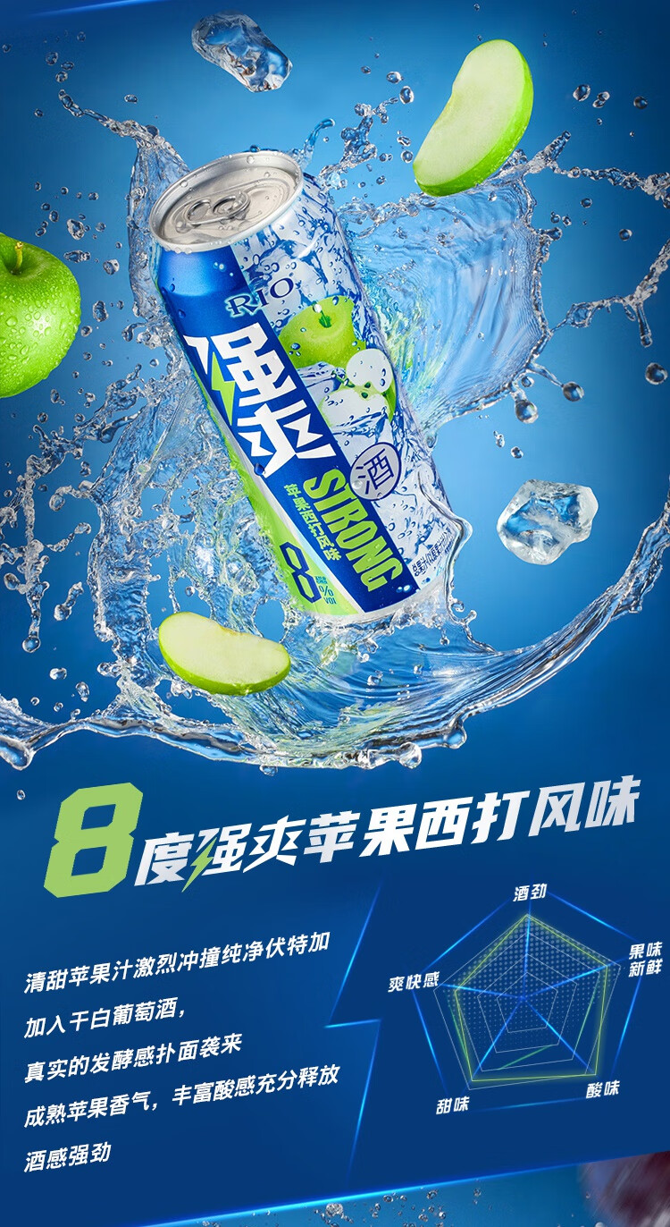 【强爽现货】劲爽8度rio鸡尾酒 强爽8度预调酒劲爽强爽啤酒330ml 强爽
