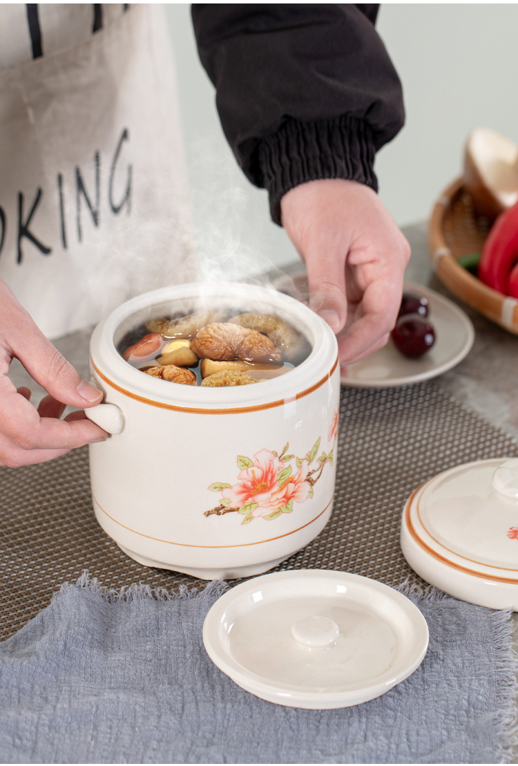 小米生态家同款炖罐隔水炖盅陶瓷双盖炖盅隔水炖家用煲汤炖汤盅煲炖罐