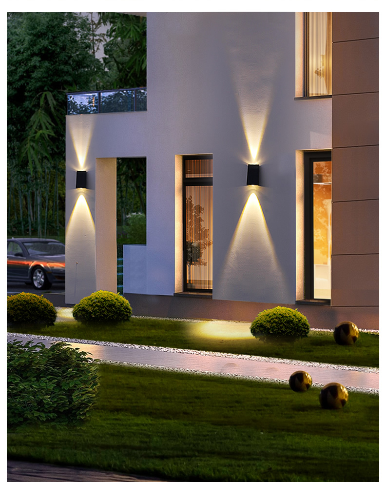 能壁灯超亮户外双头洗墙灯防水别墅花园庭院外墙led照明射灯梯形壁灯