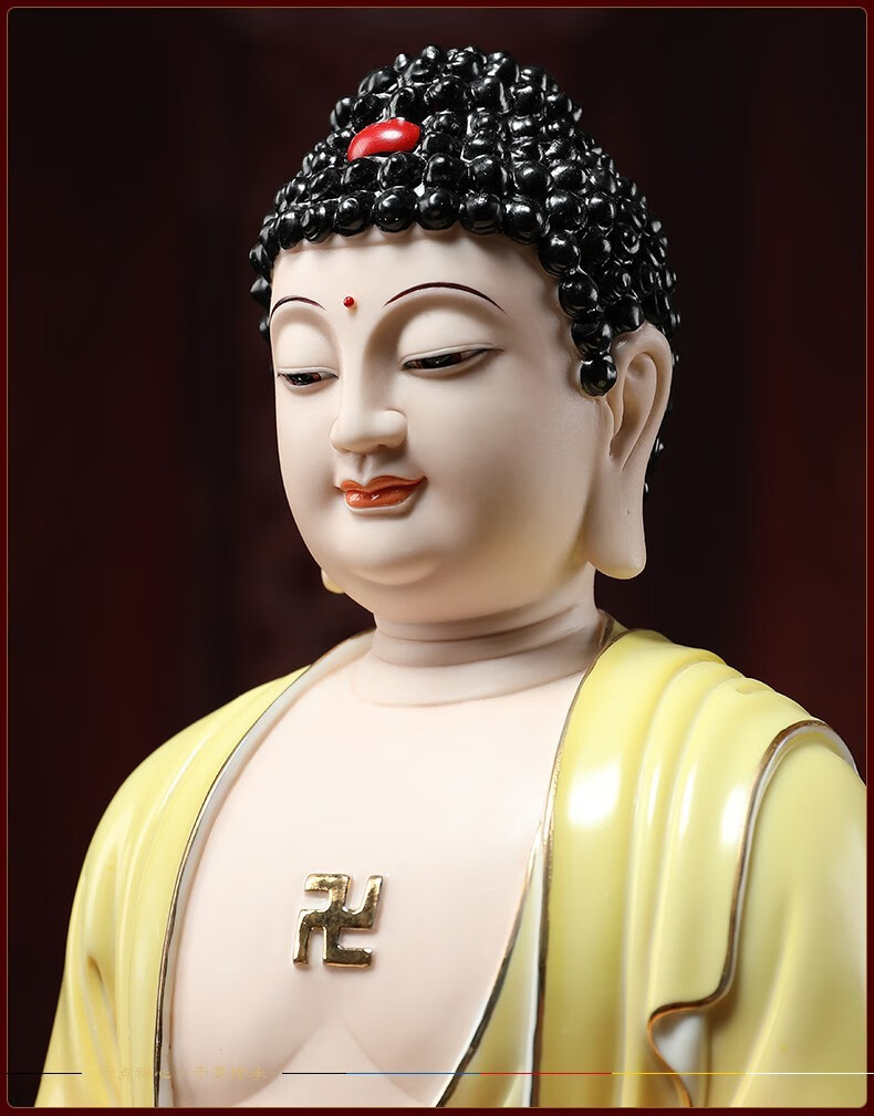 威艾斯vs坐莲彩色西方三圣佛像摆件观音大势至菩萨坐像阿弥陀佛陶瓷