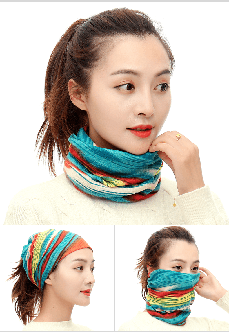 魔术头巾百变围脖女春秋保暖百变魔术头巾套头帽子面罩冬季脖套两用