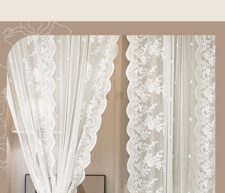 门沙帘家用防蚊门帘入户门免打孔魔术贴窗帘窗纱帘法式白色蕾丝客厅