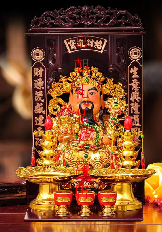 赵公明彩绘工艺文财神爷武财神爷佛像佛龛礼品套装 12寸武财神套装