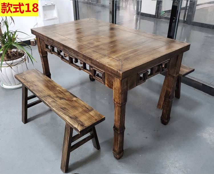农村老式饭店餐馆仿古八仙桌酒席大四方桌正方形八仙台实木头桌子