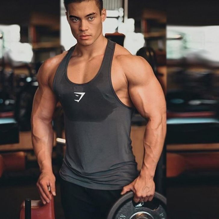 肌肉鲨鱼健身背心男速干宽肩训练弹力无袖t恤紧身运动衣坎肩2021 b26