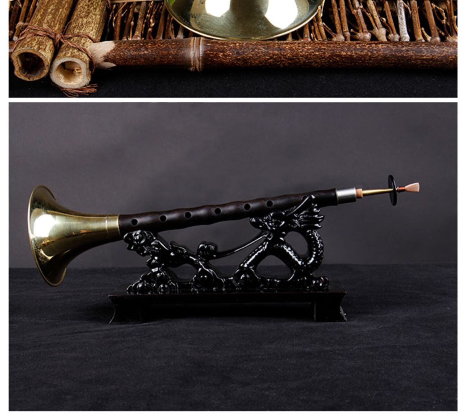 布伦达民间唢呐乐器全套铜老式初学者入门小号d调锁啦红白喜事 乌木