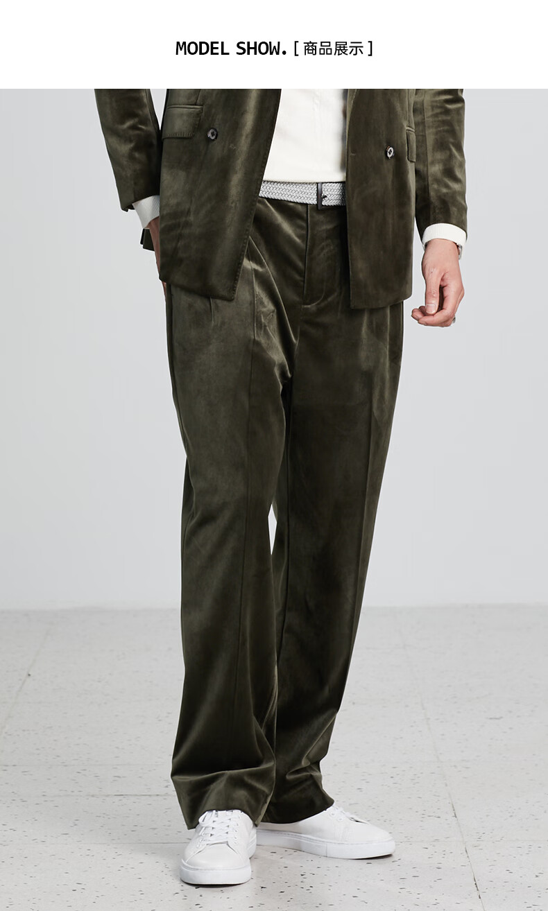 jdv2021年秋季新款西裤宽松直筒休闲男士橄榄绿17580b