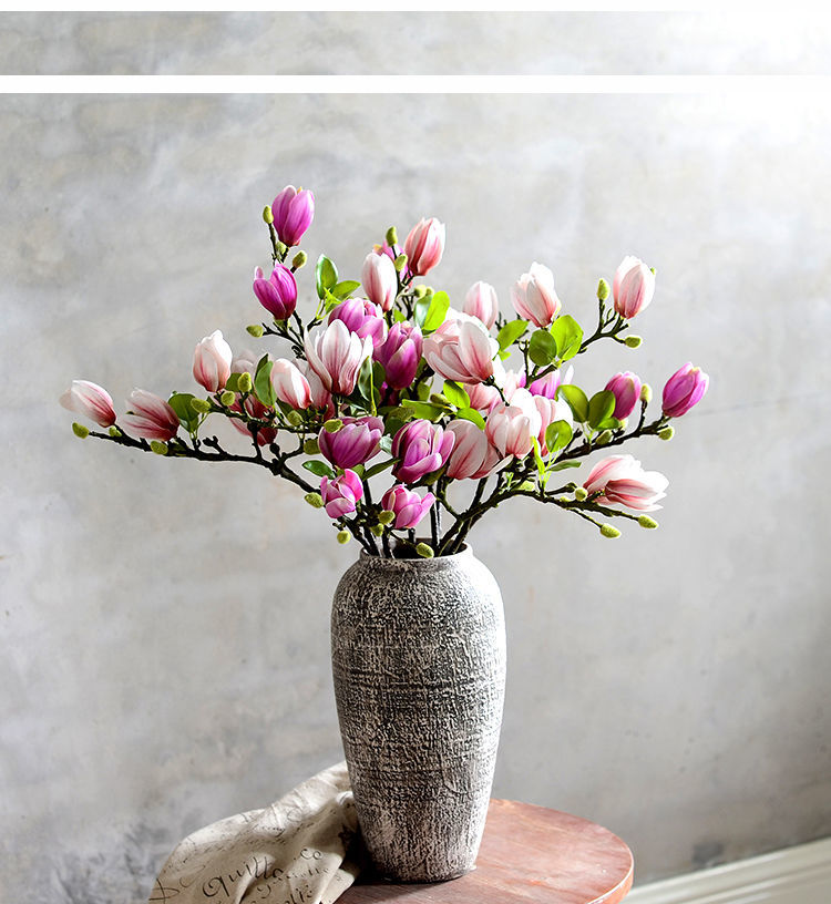 仿真花手感玉兰花仿真花束假花客厅摆件装饰花艺餐桌电视柜绢花插花