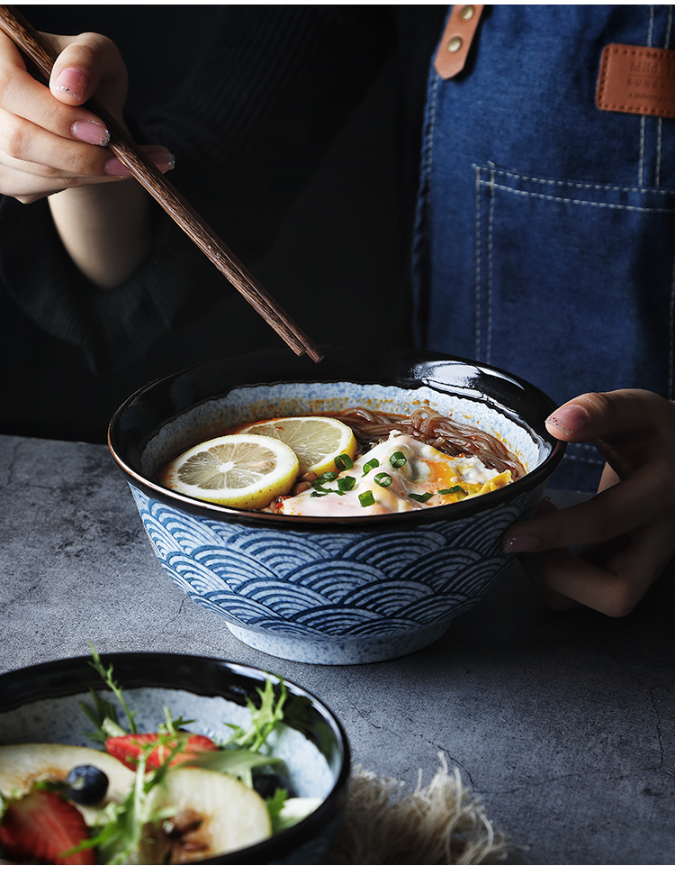 日式餐具出口日本大碗面碗汤碗吃面碗餐厅面条碗陶瓷家用碗6英寸矮碗