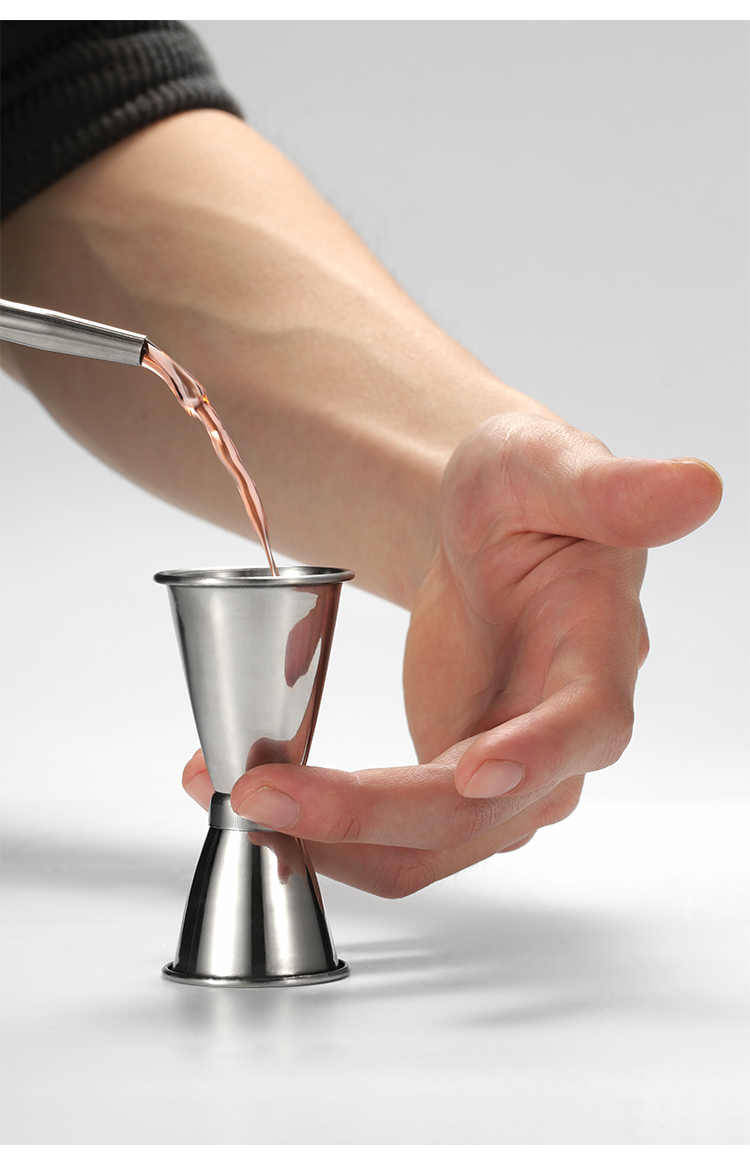 卷边不锈钢双头量酒器酒吧量酒器调酒量杯盎司杯吧台安士量杯双头量杯