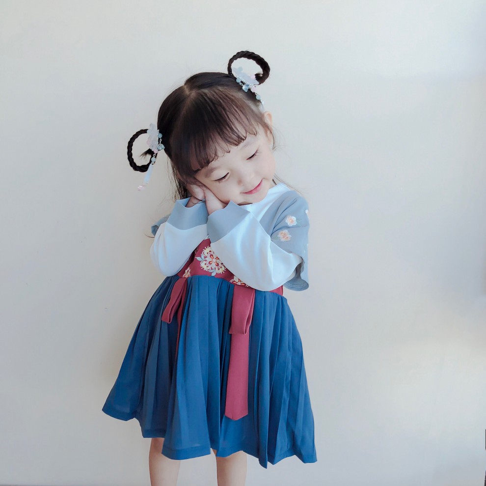 汉服女童春秋超仙齐胸襦裙女宝宝汉服春秋小童古装复女童唐装中国风