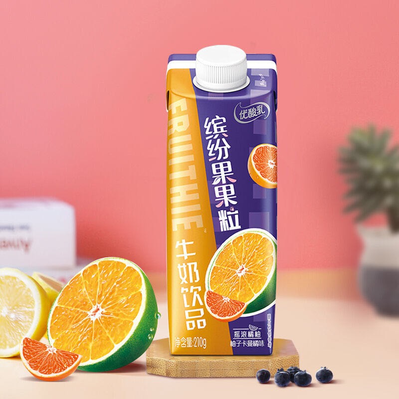 伊利优酸乳缤纷果果粒酸牛奶饮品210g*12盒整箱瓶装饮料 牛奶乳品
