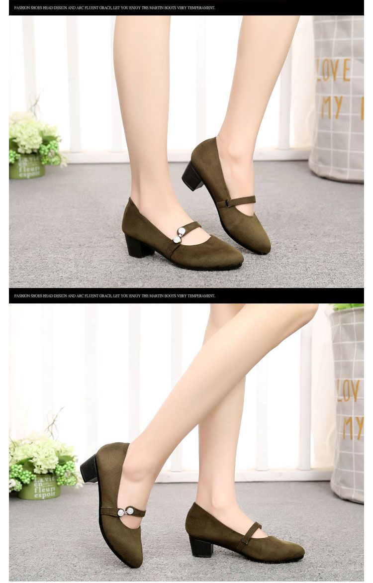 耐特舒服务员上班工作鞋黑色酒店老北京布鞋女春夏新款粗跟单鞋女中跟