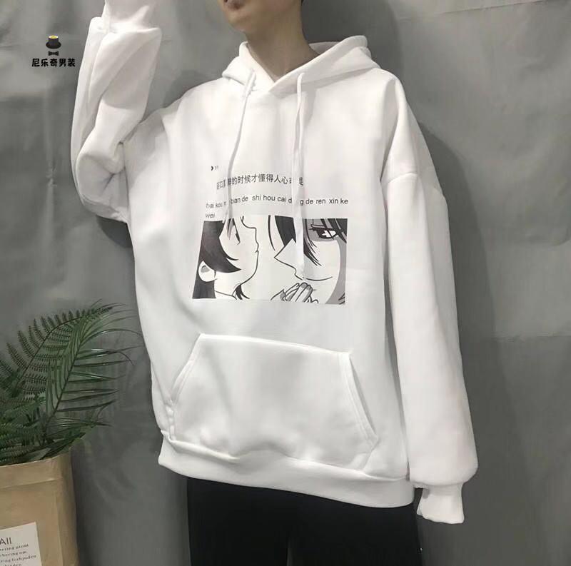 男通款情侣宽松百搭连帽卫衣潮尼乐奇头像加绒高质量白色s建议6595斤
