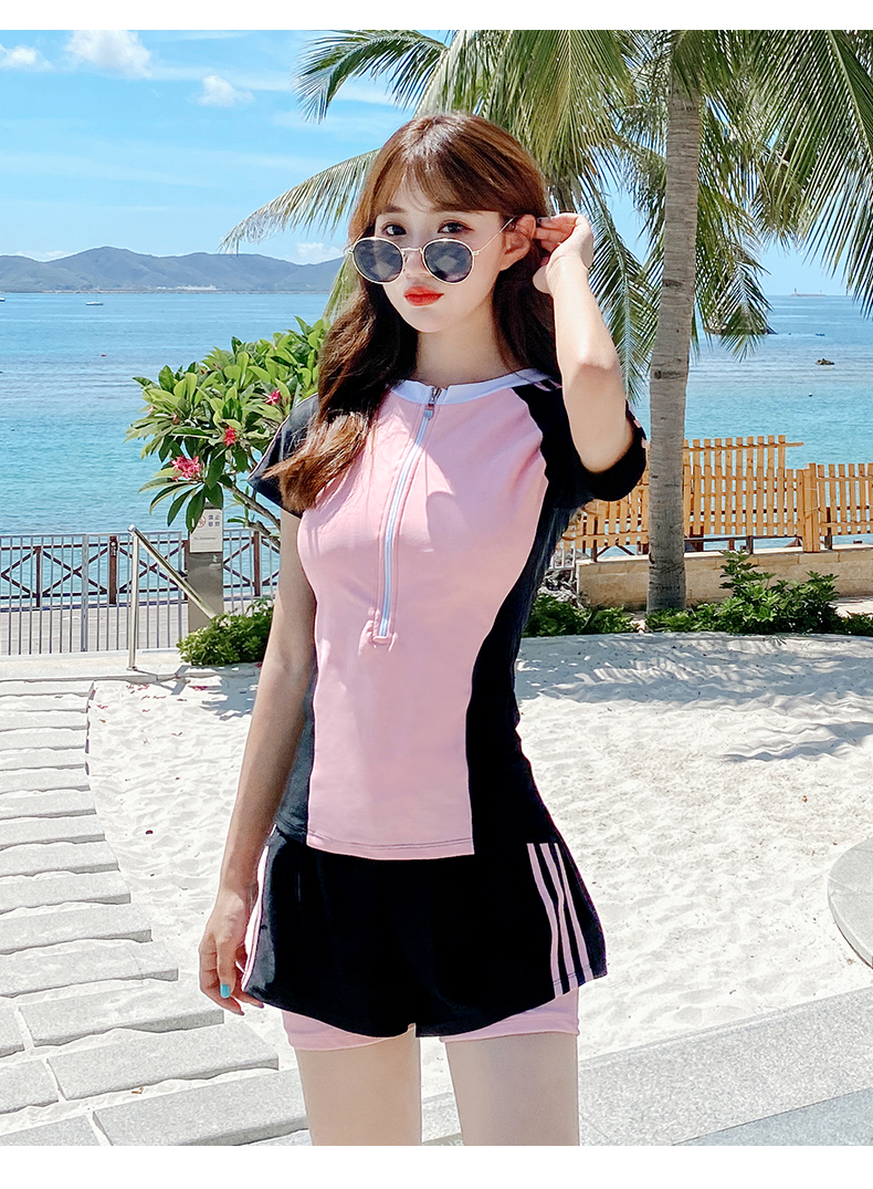 羽克yuke泳衣女分体两件套显瘦遮肚2021新款ins运动风学生游泳度假