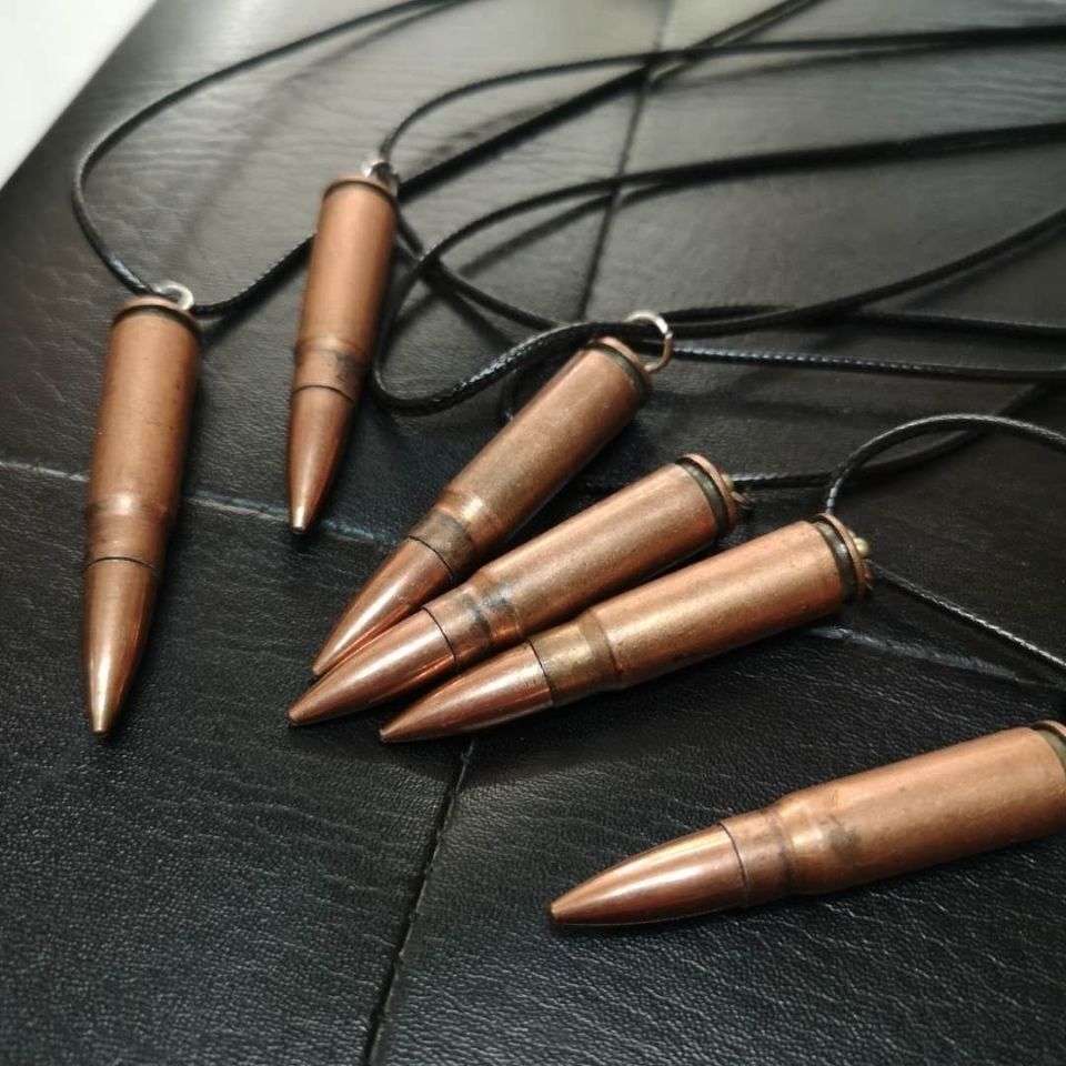 81杠项链弹头项链战狼项链弹壳工艺品真壳真头十枚56弹实心弹头不桥片