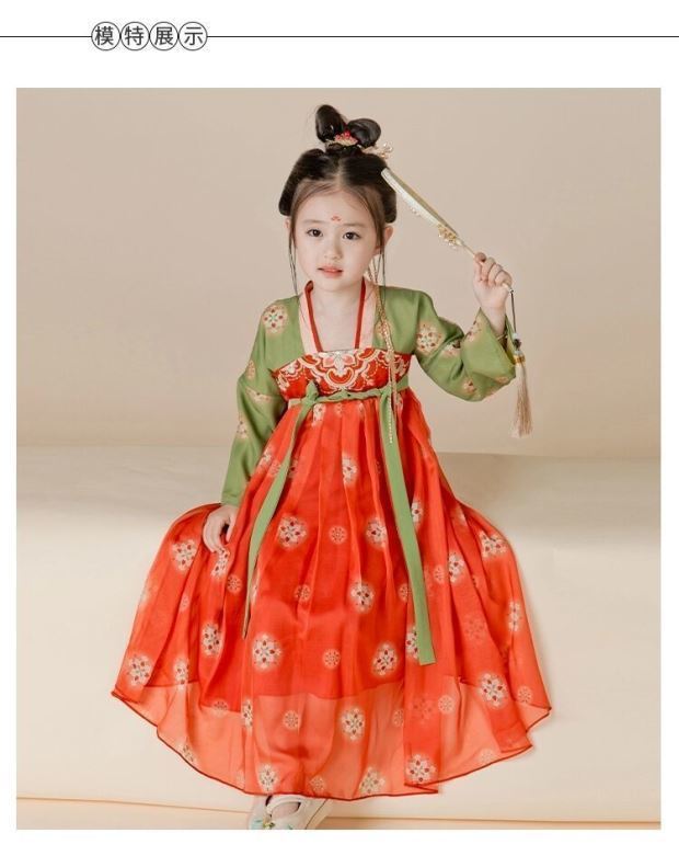 释延振品牌童装中秋节汉服儿童古装唐装传统服饰衣服小女孩1岁-10岁