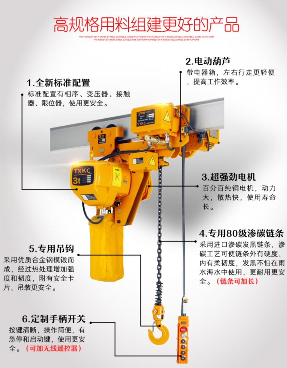 电葫芦跑车380v鬼头款环链电动葫芦 0.