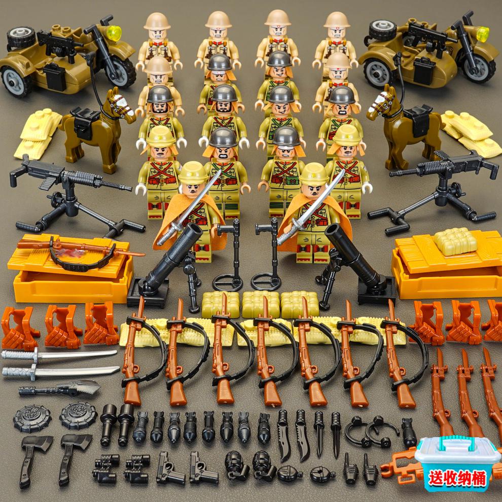 二战军事人仔乐高兼容积木八路军小人日军国军士兵人偶拼装男孩子玩具
