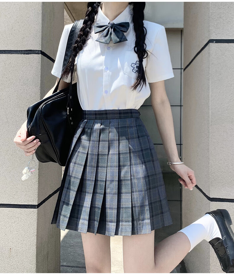 米蔓樱 原创jk制服全套 长袖jk格裙套装 格子jk百褶裙 学院风女 秋