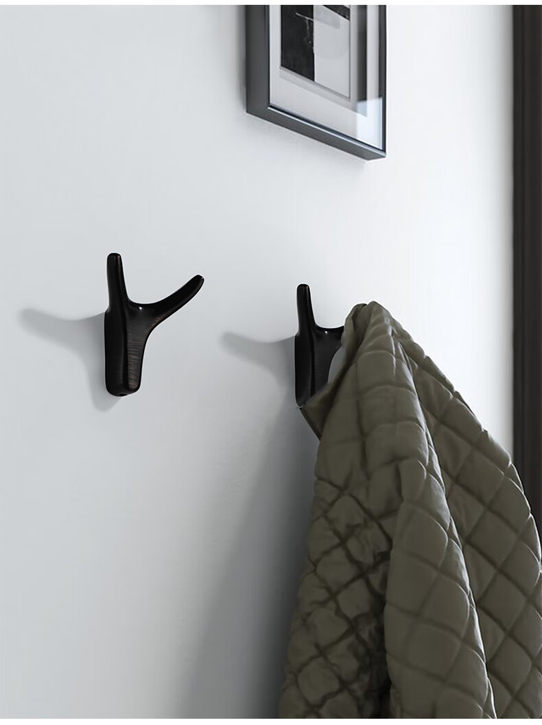 鞋柜衣柜挂钩免打孔北欧玄关墙壁挂衣服单勾试衣间挂衣钩黑色