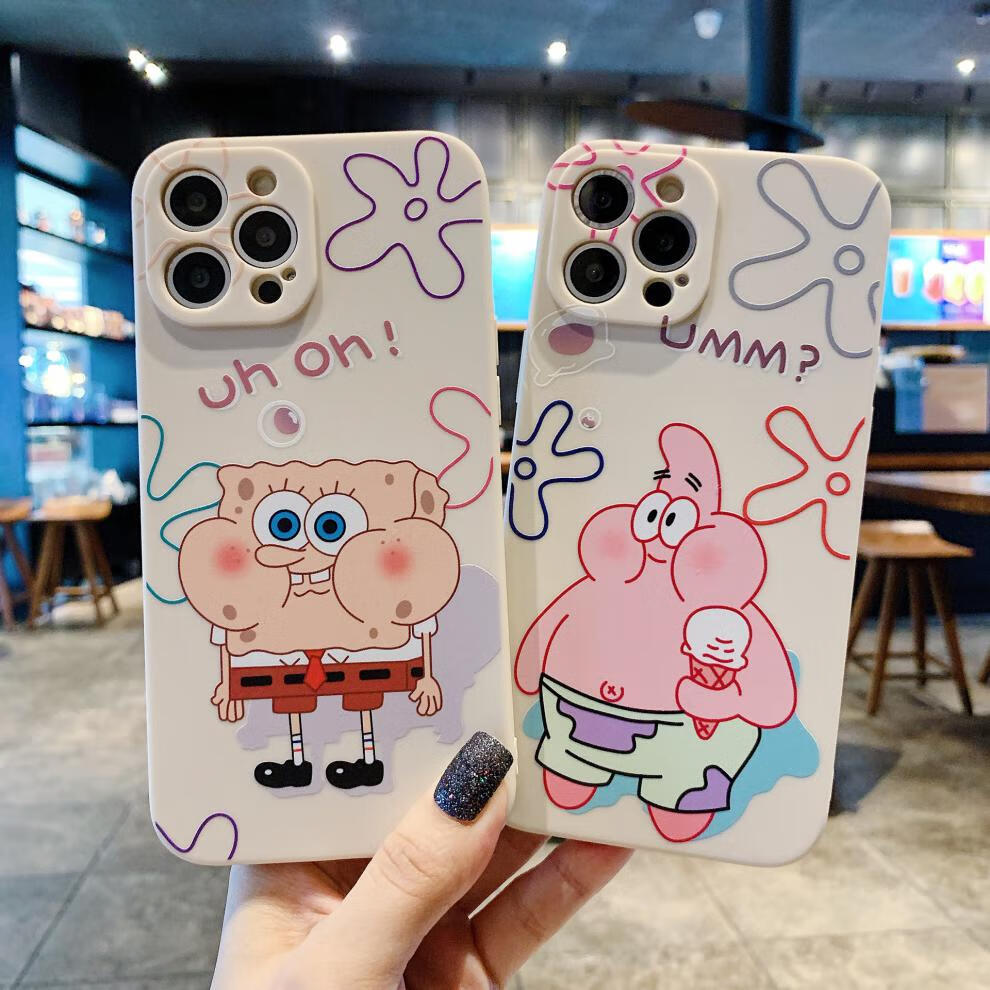 vgim新海绵宝宝适用苹果13手机壳派大星卡通全包可爱保护套魔方海绵