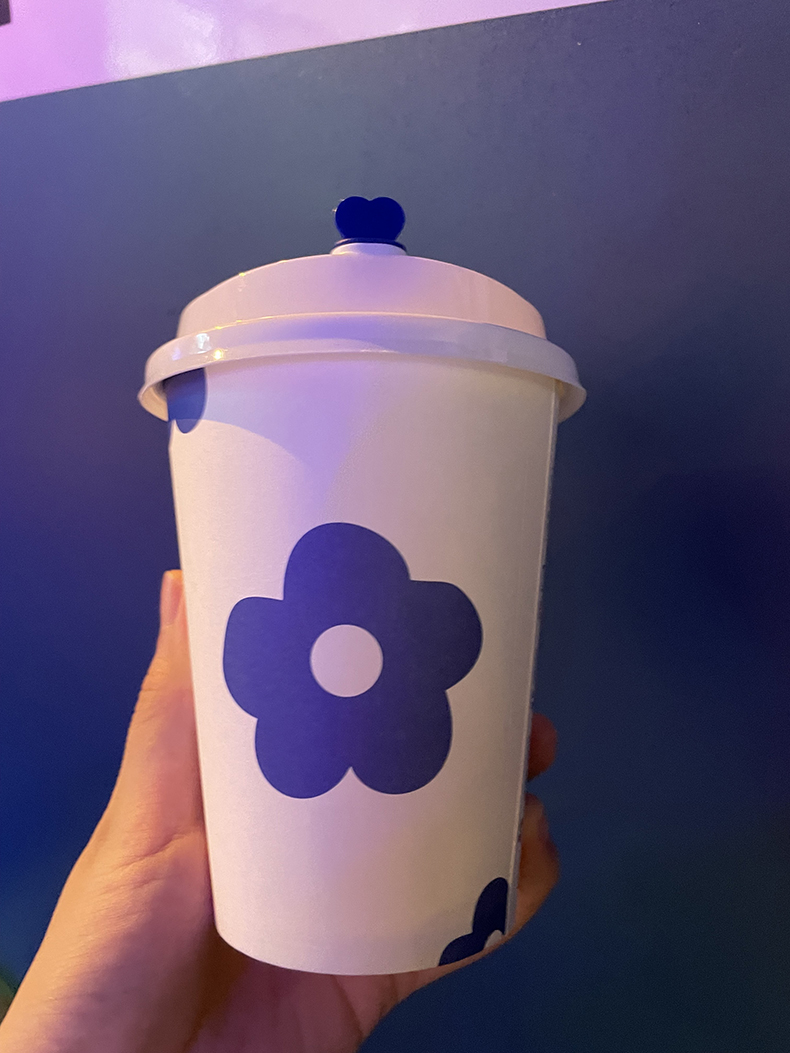 克莱因蓝杯子咖啡杯克莱因蓝奶茶纸杯一次性带盖网红加厚咖啡杯外带