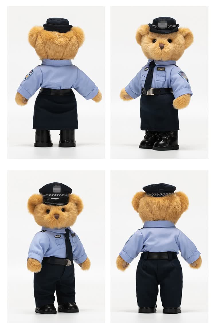 警察熊公仔可定制玩偶礼物警察公仔交警特警辅警备注警号基础熊定制