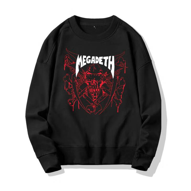 megadeth金属摇滚乐队印花联名圆领春秋无帽衫卫衣男初高中大学生粉丝