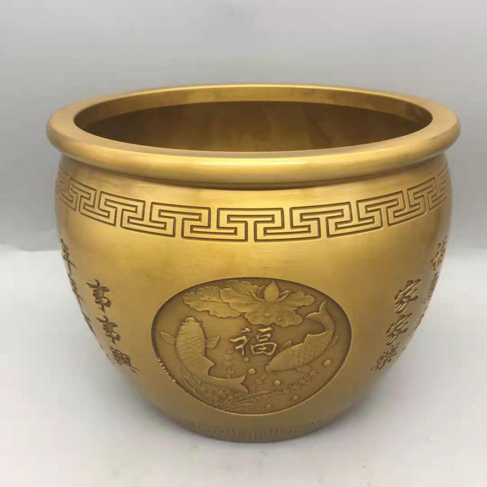 聚宝盆铜 纯铜缸故宫缸摆件烟灰缸水缸百福缸聚宝盆香炉家居工艺品