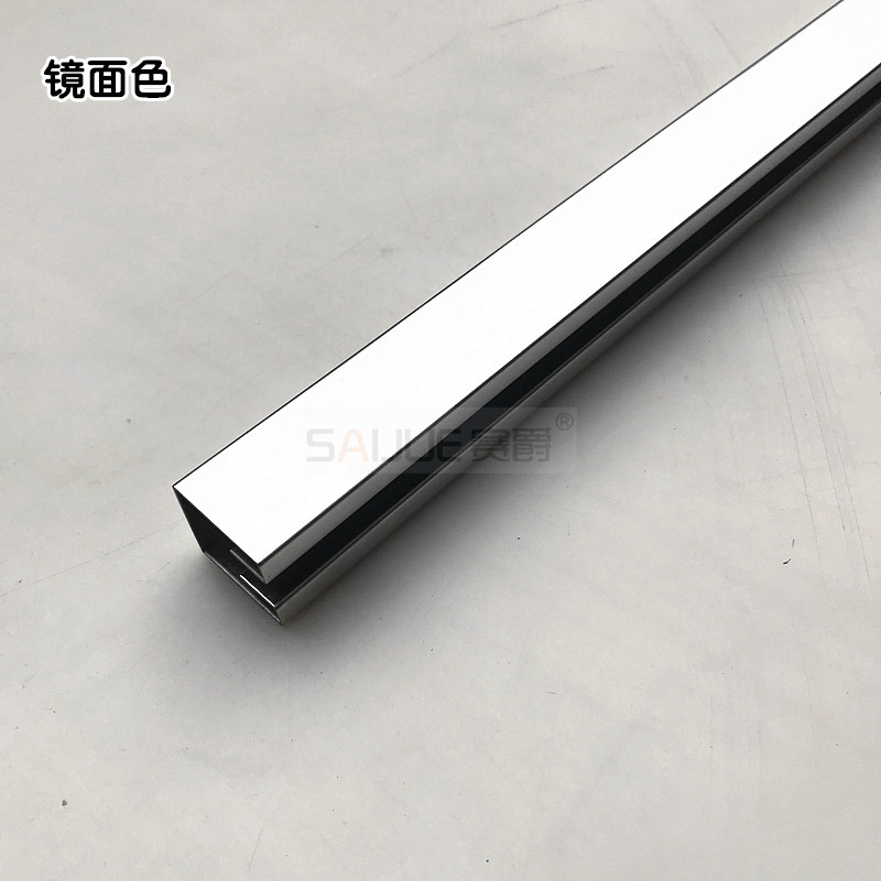 304不锈钢玻璃固定卡槽边框玻璃固定边条包边卡口u型槽钛金哑黑色镜面