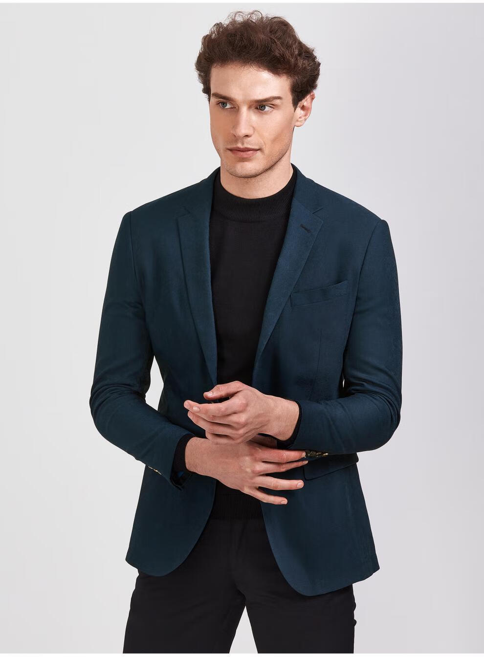 金利来官方直发商务休闲西装男士藏蓝精致提花两粒扣西装外套藏蓝9552